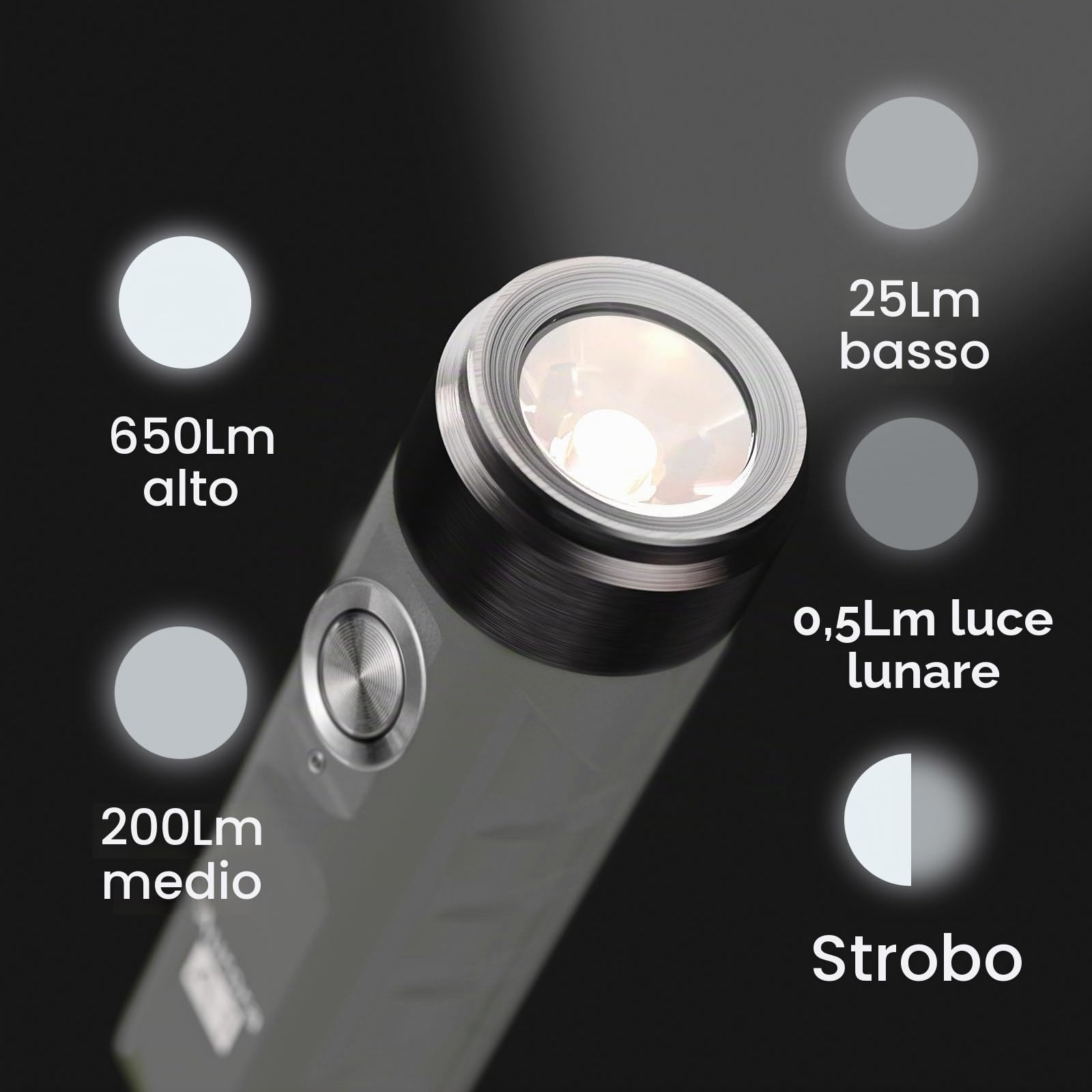 RovyVon Aurora A1 USB C Torcia Portachiavi Ricaricabile 650 Lumen Mini Torcia Portachiavi per Esterni Super Luminosi per il Trasporto Quotidiano, Campeggio, Ringraziamento, Natale (Grigio)