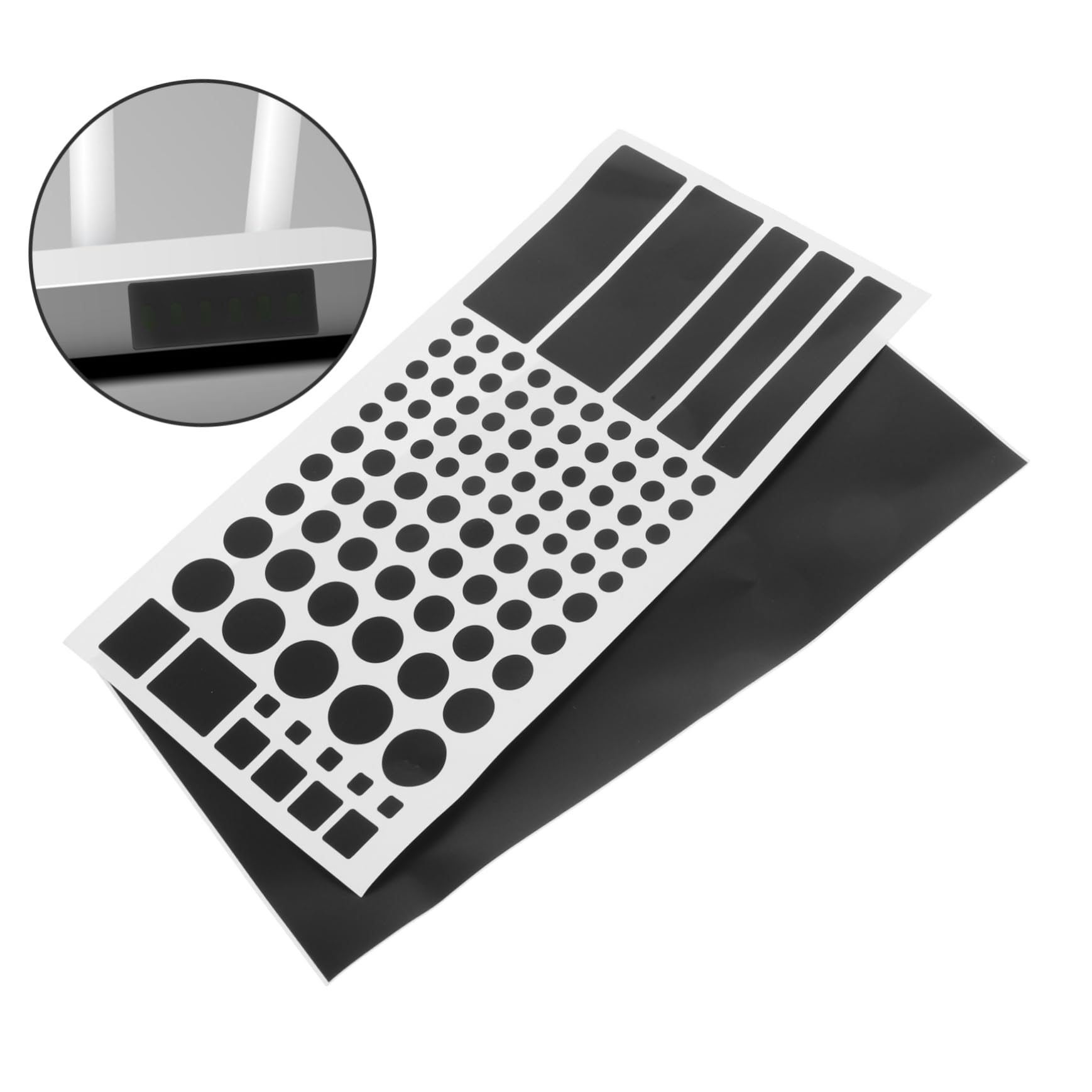 Autocollants Occultants LED - 2 Feuilles PVC Noir - Pour Réduire Luminosité Routeur TV - Facile à Découper