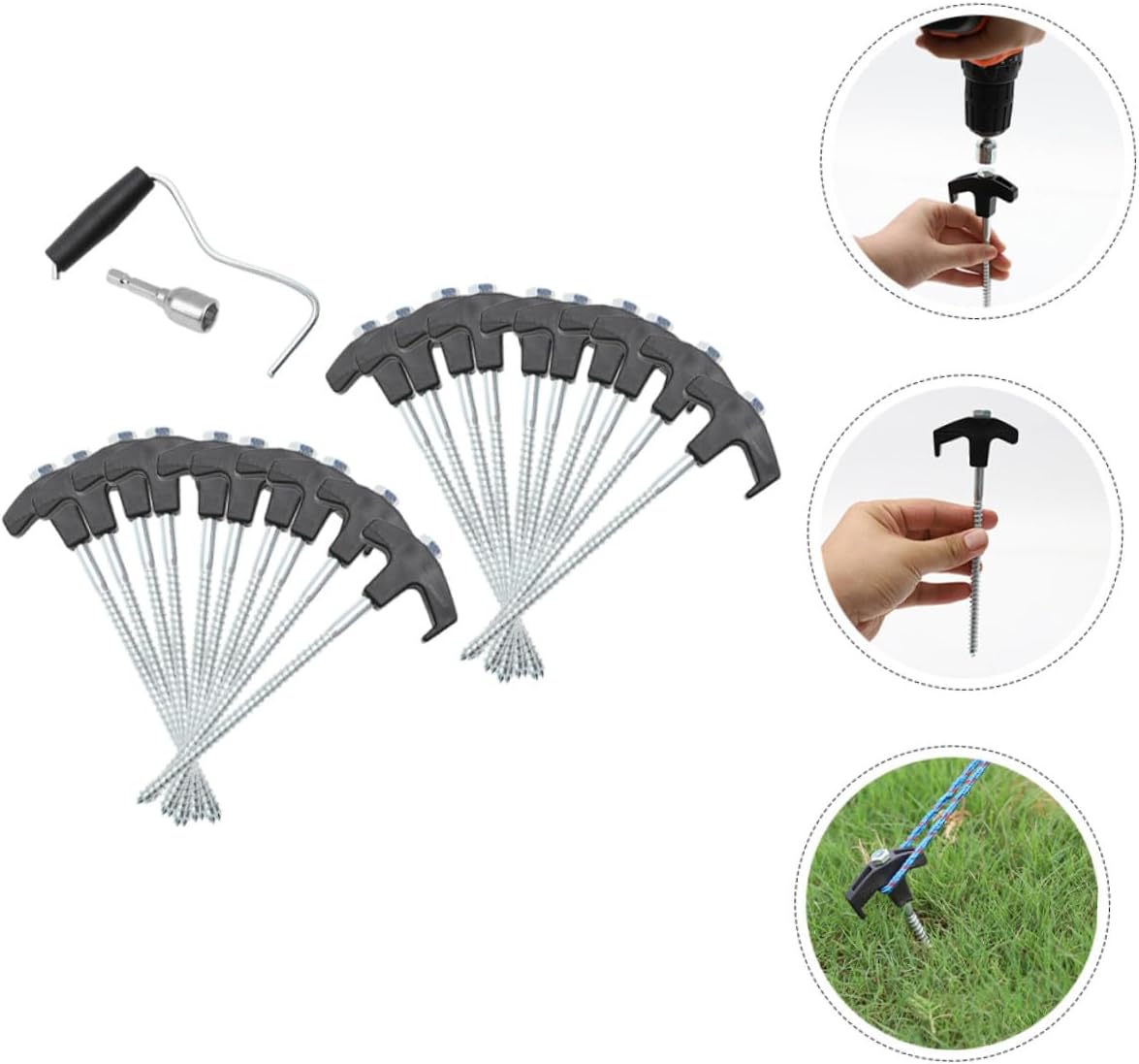 Heavy Duty Tent Stakes and Ground Anchors Steel Tent Pegs 22pcs Set for Camping Outdoor Tarp and Canopy Windproof Yard Stake Kit