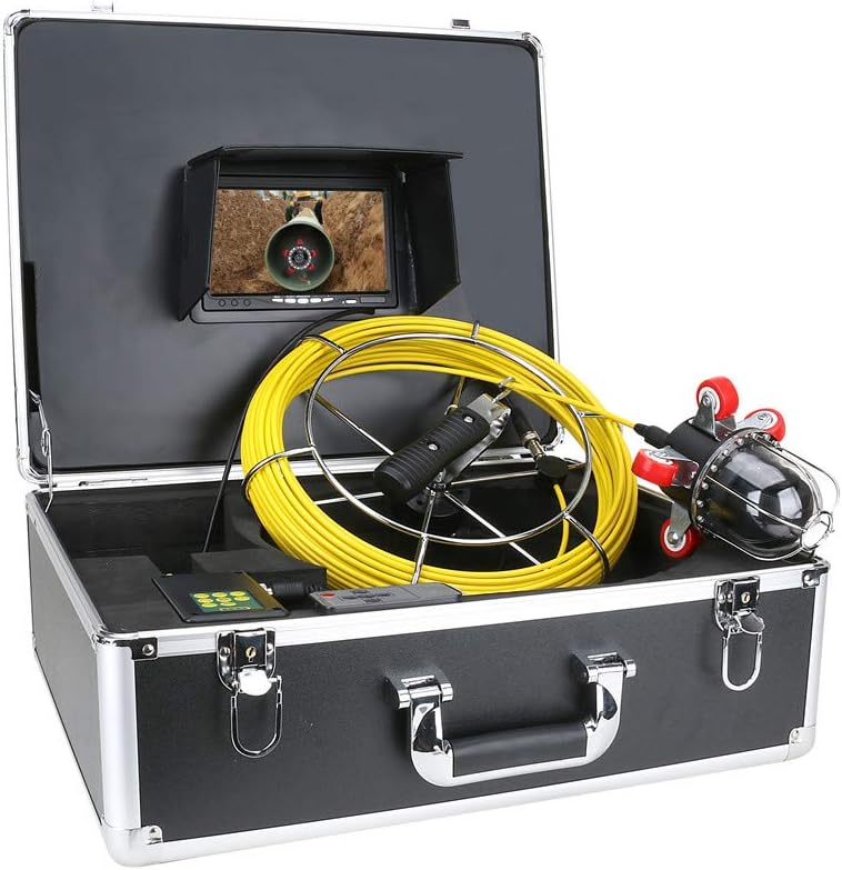 7 inch Pipe Inspection Video Camera Drain Sewer Pipeline Industrial Endoscope Support Recording Degree Rotating Camera