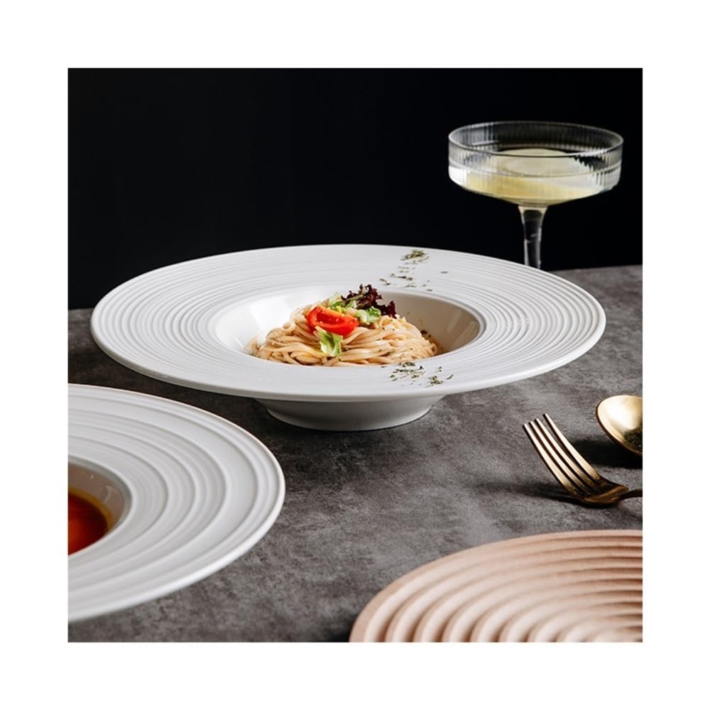 Platos para la cena, Plato de espagueti de cerámica, platillo volador, sombrero de paja, cuenco, plato de espagueti, plato de sopa occidental, vajilla for restaurante occidental Juego de vajilla(9inch