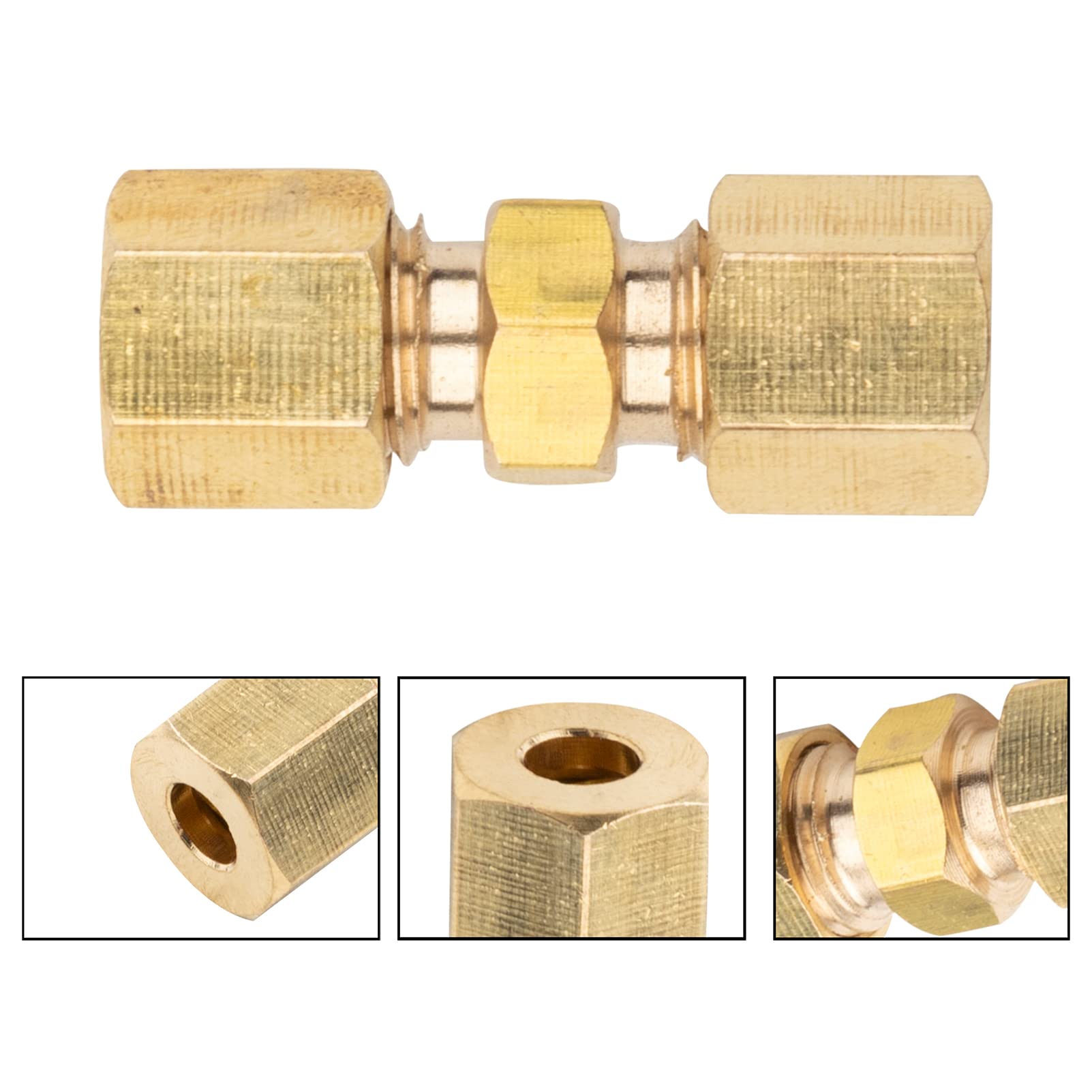 Lot de 10 connecteurs de câbles de frein - Raccord droit - Réducteur de compression - 4,75 mm - Cuivre - Acier - Universel