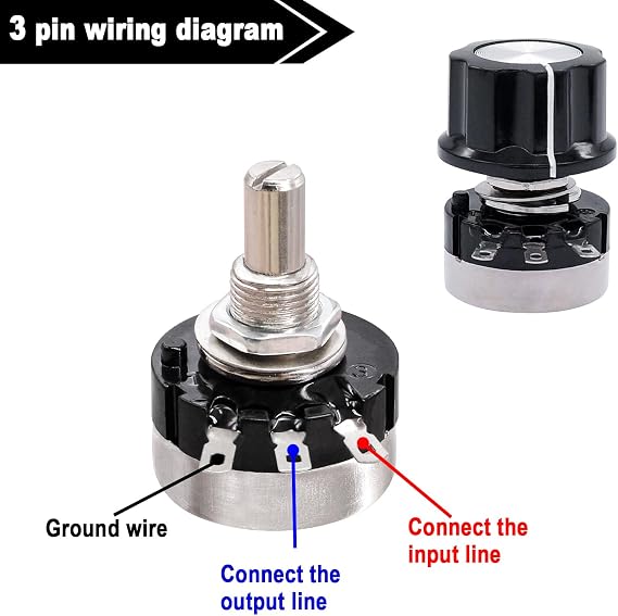 Taiss/2pcs RV24YN20S Potentiometer 100 ohm Single Turn Carbon Film Rotary Taper Potentiometer Used for Inverter speed regulation. Motor speed control + 2pcs A03 knob + 2pcs dials (B101 100 ohm)