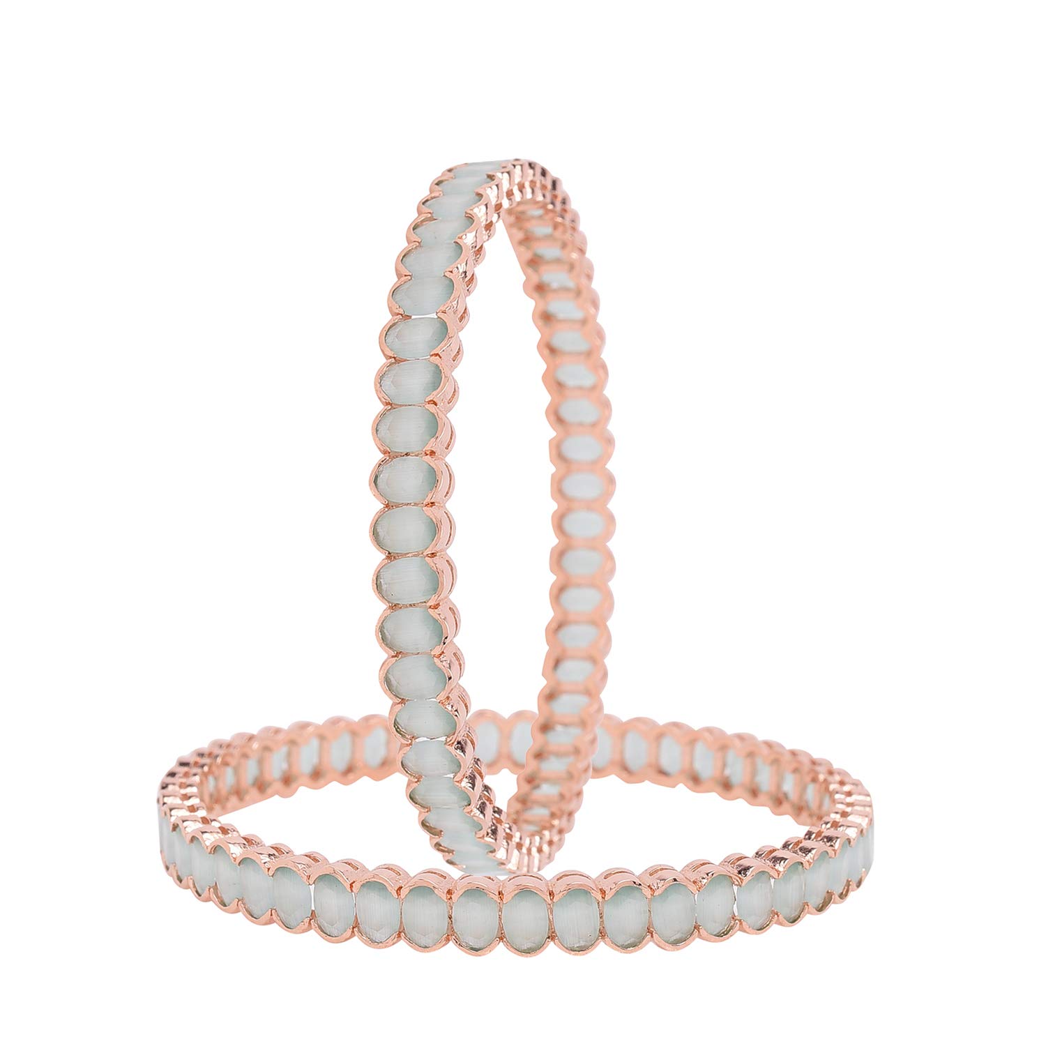 Ratnavali Jewels Rose Gold Plated CZ American Diamond Mint Green Stylish Bangle for Women/Girls Office Party Wedding RV4008MG-RG-2.8 (B0864RX5DP) Amazon Price History, Amazon Price Tracker