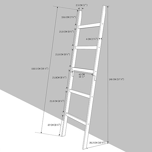 Miniatura 3 de POXAKA Escalera para mantas, toallero de 5 capas, soporte para manta con construcción antideslizante, decoración del hogar, manta decorativa,