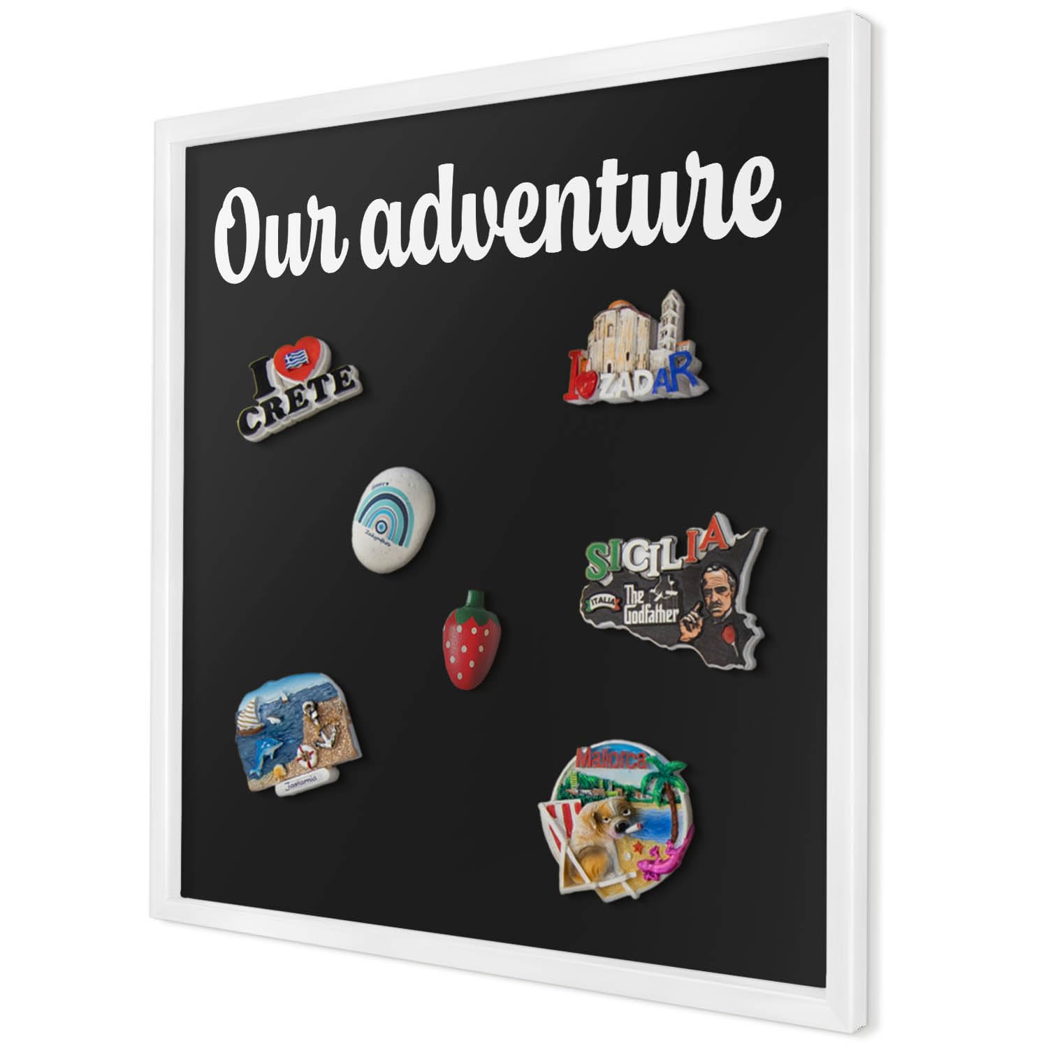 Explorer Magnetic Board 50x50 cm | White Frame | Our Adventure