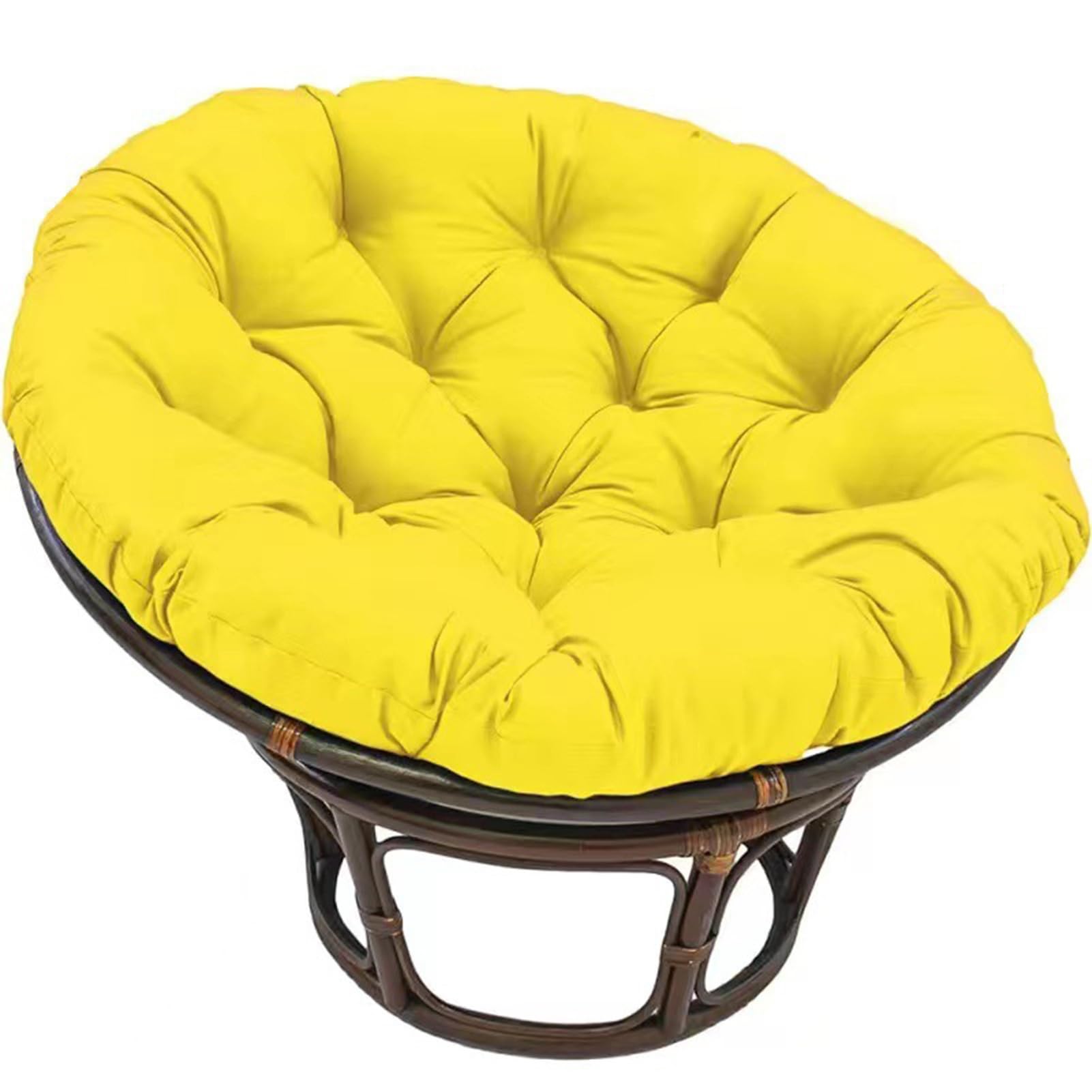 QVQV Large Round Papasan Chair Cushion, Thick Outdoor Rocking Chair Cushion, Rattan Hanging Basket Cushion, Egg Nest Replacement Pad (Yellow, 80 * 80cm) — image 1