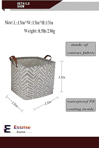 Miniatura 7 de Essme Paquete de 3 cubos de almacenamiento cuadrados, canastas de tela de algodón, plegables e impermeables con asas para almacenamiento familiar,