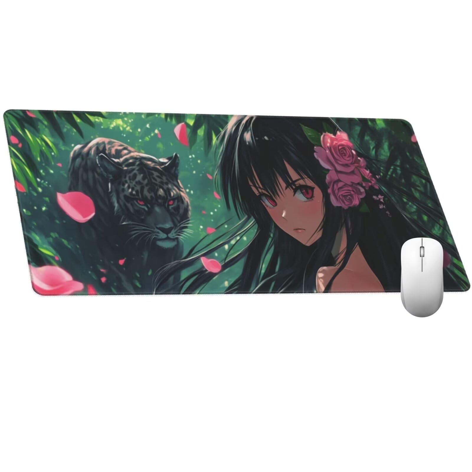 Alfombrilla Ratón Anime Alfombrilla Ratón XXL 1600 x 800 mm, Leopardo Mouse Pad Gaming con Bordes Cosidos, Impermeable Mousepad XXL Base de Goma Antideslizante Duradera, Mouse Pad para Oficina Q454