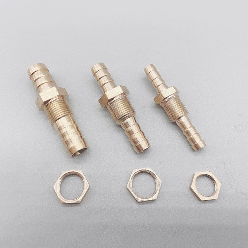 Pipe connector, Hose Barb Bulkhead Brass Barbed Tube Pipe Fitting Coupler Connector Adapter(8mm)