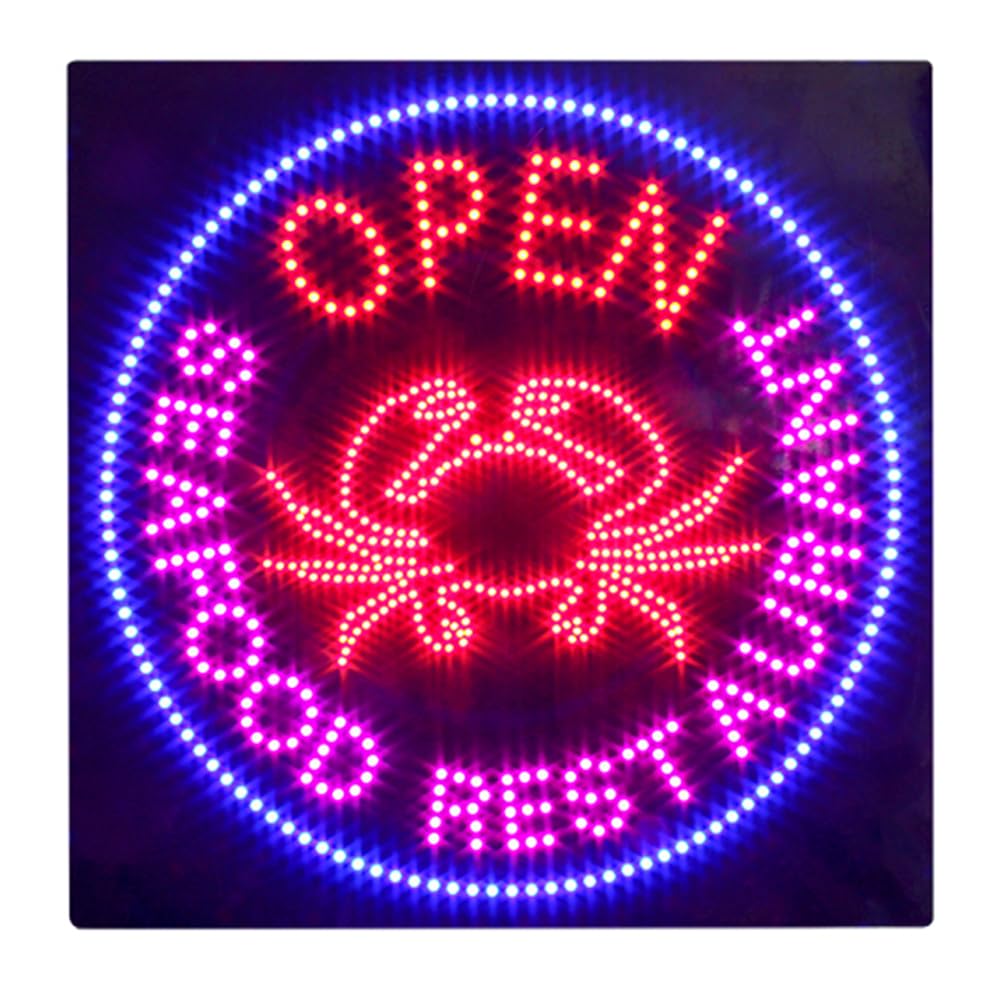LED Open Seafood Restaurant Sign for Business, Super Bright LED Open Sign for King Crab, Electric Advertising Display Board for Seafood Market Shop Store Storefront Window Wall Decor. (Seafood Restaurant)