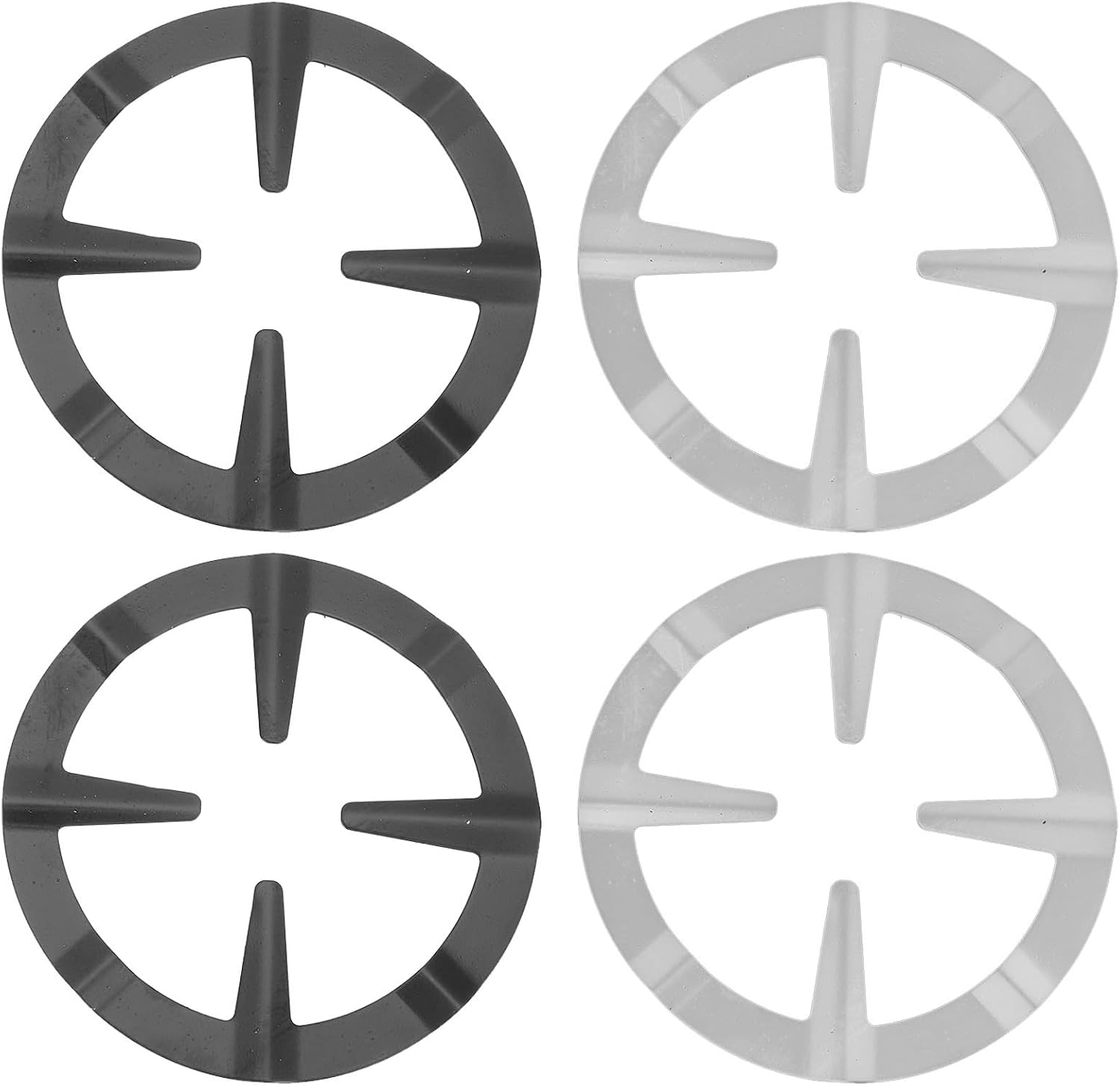 4pcs Iron Gas Stove Wok Ring Stand, Black Silver Burner Rack