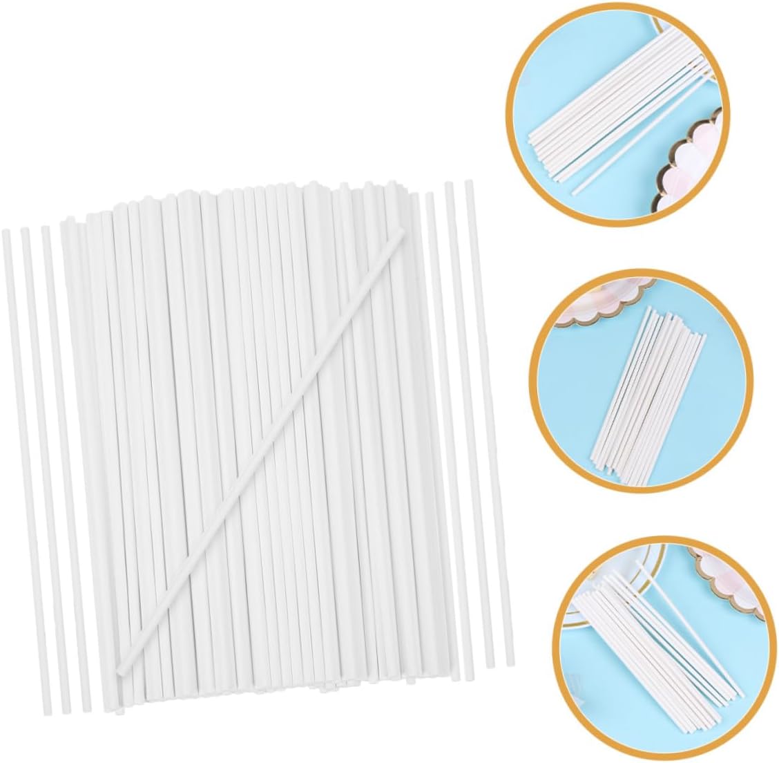 300pcs White Paper Lollipop Sticks 15cm Candy Holder Cake Pop Sticks for DIY Candy Making Supplies