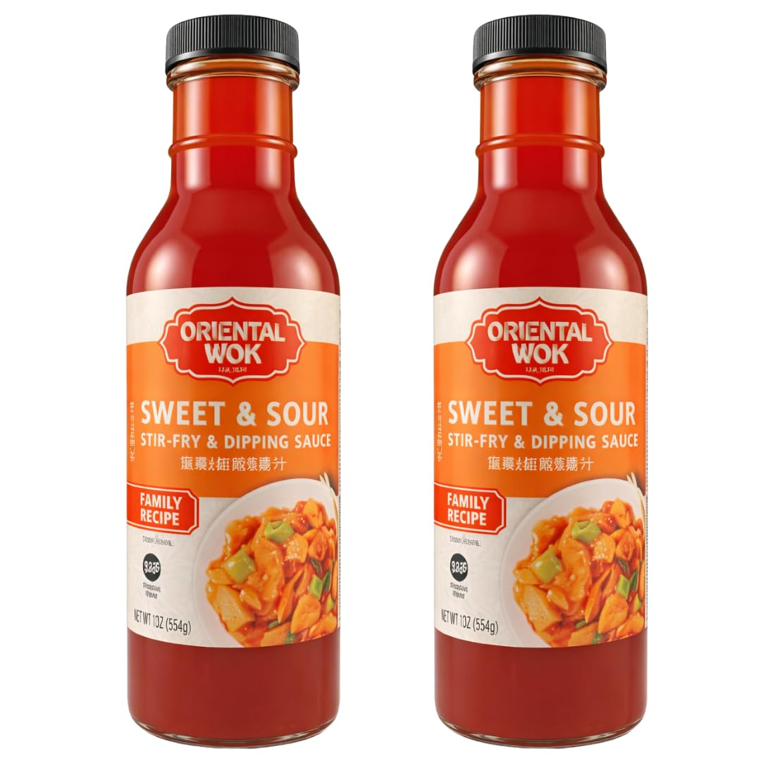 Oriental Wok Gourmet Sweet & Sour Stir-Fry & Dipping Sauce, W/Orange, Pineapple Juice, Apple & Ginger Flavor, Blend of Sweet & Tangy, 14 oz (2 Pack)