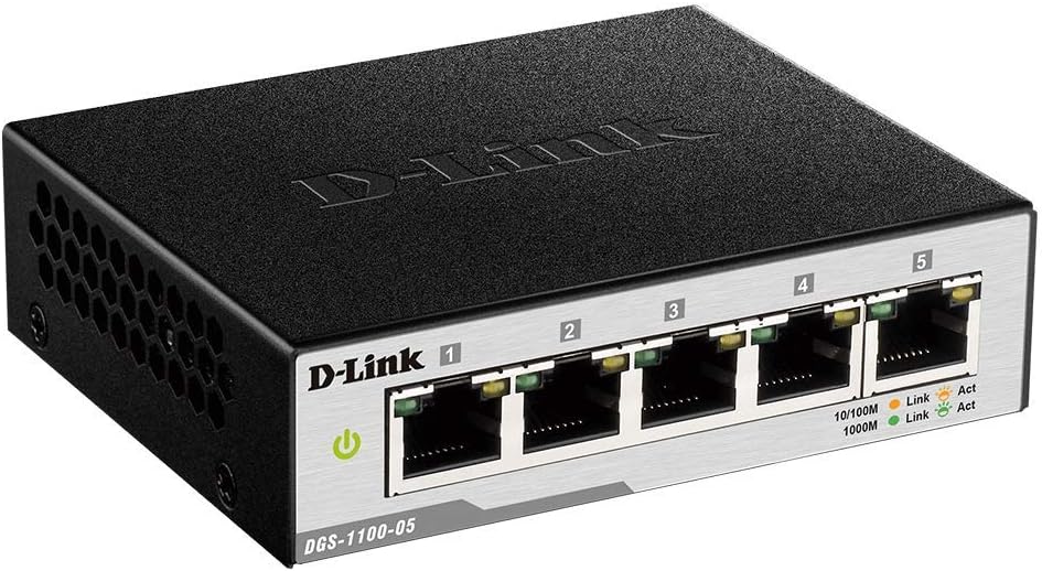 D-Link 5-Port EasySmart Gigabit Ethernet Switch (DGS-1100-05) (Renewed)