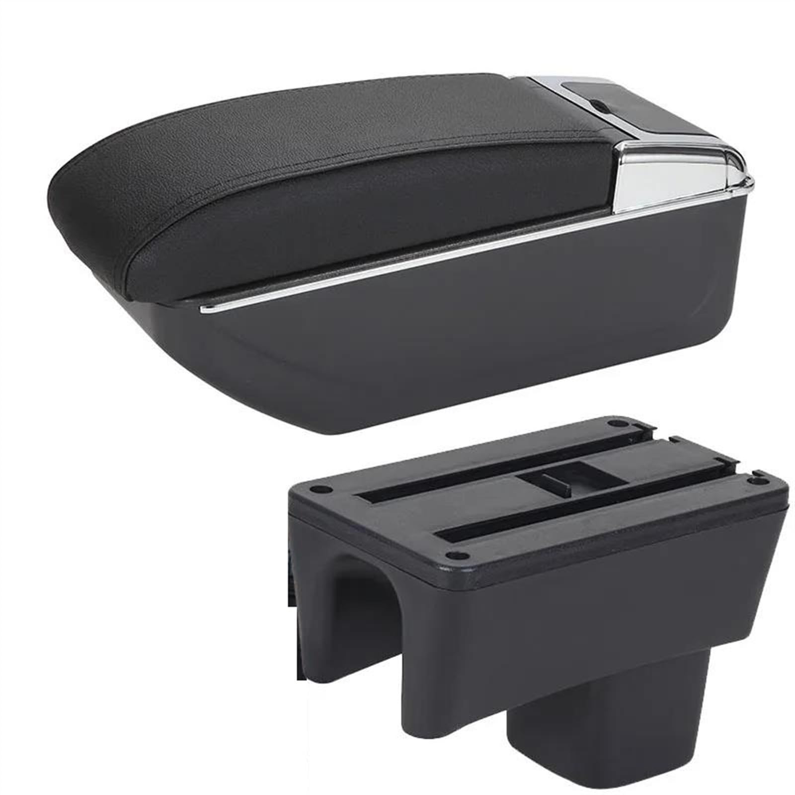 NMJLQW Storage Rack Armrest Box With Multifunctional Support PU Upholstered Car Interior Modification Accessories For Swift 2005-2023(D2 Black line No USB)