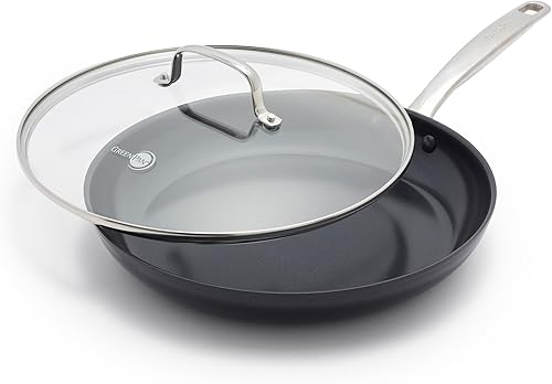 Miniatura 2 de GreenPan Chatham Black Prime Midnight - Sartén antiadherente de cerámica anodizada dura y saludable, de 12 pulgadas con tapa y Chatham Black Prime