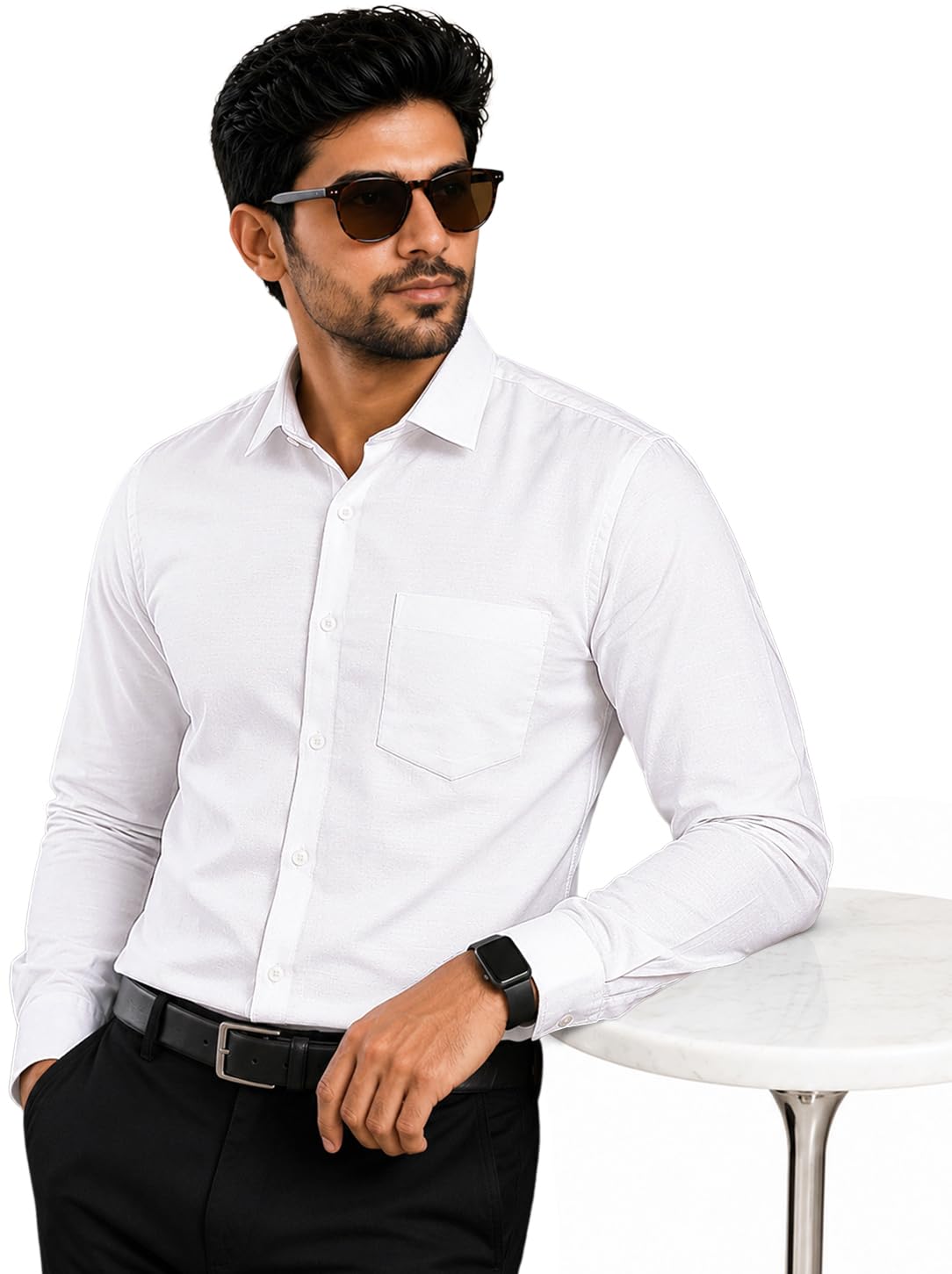 pinkmint Mens Cotton Regular Fit Long Sleeve Button Down Shirt for Men Collared Casual Formal Soild Shirt-picture-33