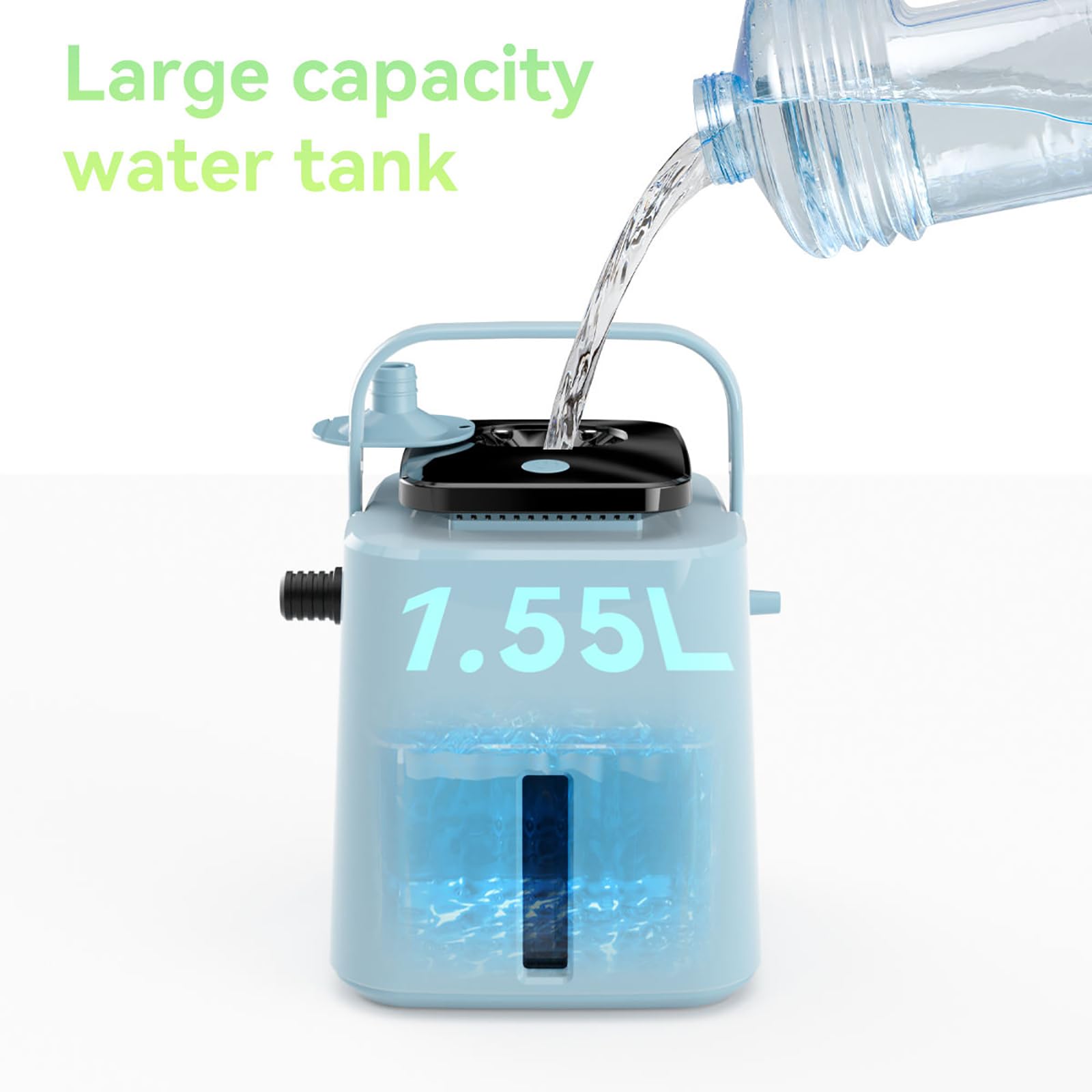 Nettoyeur vapeur portatif 1500 W 4 bars avec réservoir de 1,55 l, affichage numérique à 4 vitesses, nettoyeur vapeur haute température fenêtres, cuisinières et plus encore (turquoise)