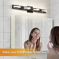 Vista 6 de Moderna lámpara LED de tocador para baño, lámpara de pared moderna de 26 pulgadas, luz blanca natural (negro)
