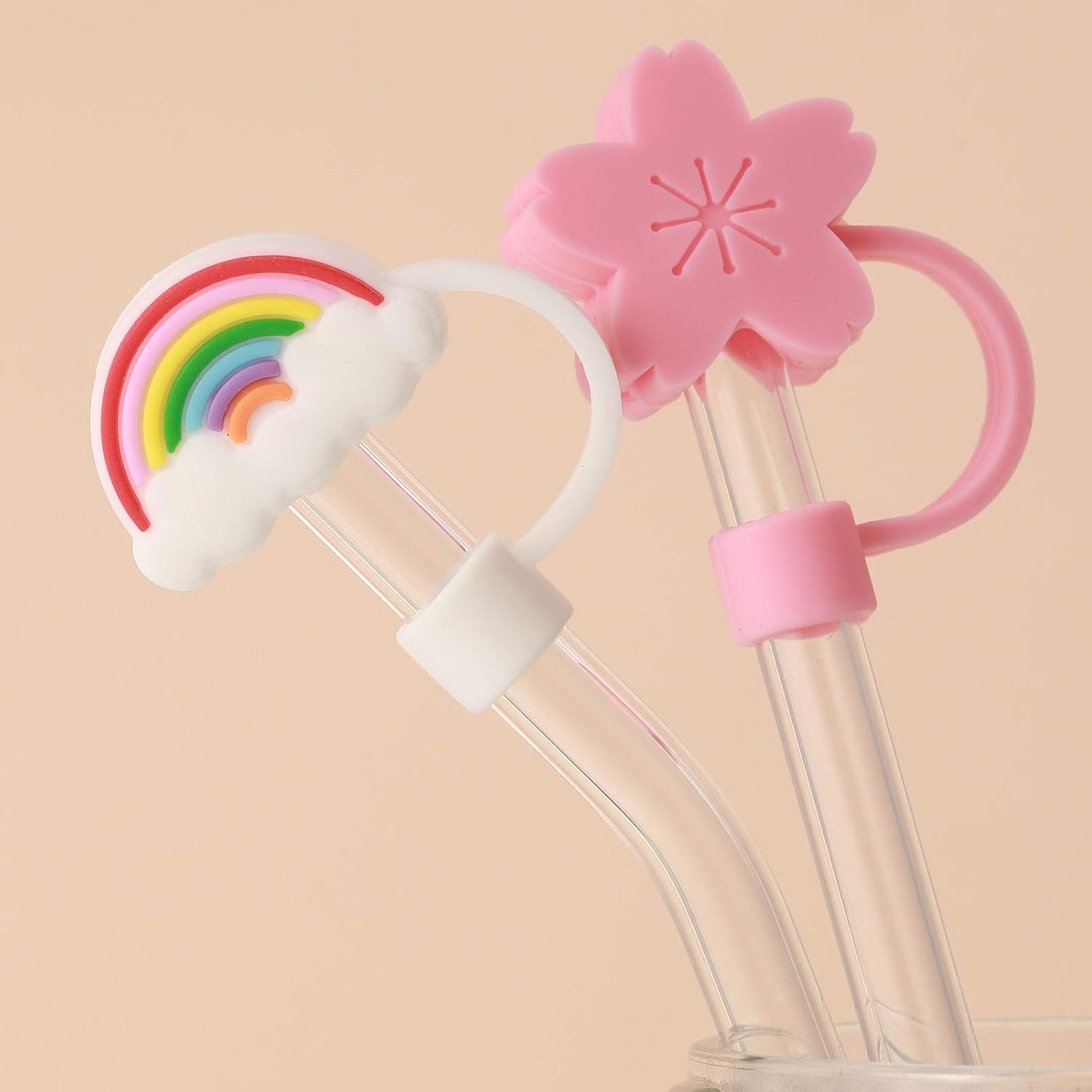 Patelai 8 Pcs Silicone Straw Covers Cap 6-8 mm Straw Toppers