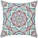 Lieson Fundas de almohada para sofá de sala de estar, 1 funda de almohada de 18 x 18 45 x 45 cm, diseño de mandala, color verde, azul, rosa, poliéster