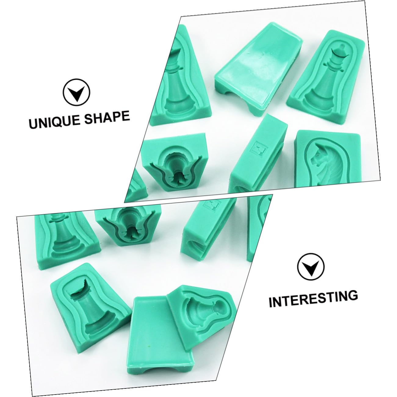 Molde de Silicona Flexible y Antiadherente para Chocolate Diseño de Ajedrez y Hornear Tartas Pack de 12 Piezas Verde para Repostería Creativa