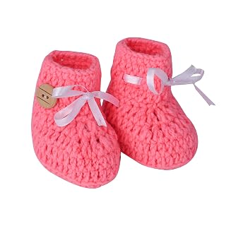 Baby Girls & Boys Woolen Shoes,Woolen Born Children Booties Shoes for Boys and Girls Any Occasion (Pink - 6-9 Month)