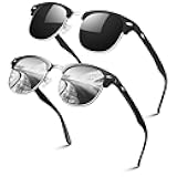Polarized Semi Rimless Sunglasses for Men Women, Classic Retro Shades Half Frame Driving Sun Glasses UV Protection