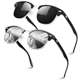 Polarized Semi Rimless Sunglasses for Men Women&comma; Classic Retro Shades Half Frame Driving Sun Glasses UV Protection