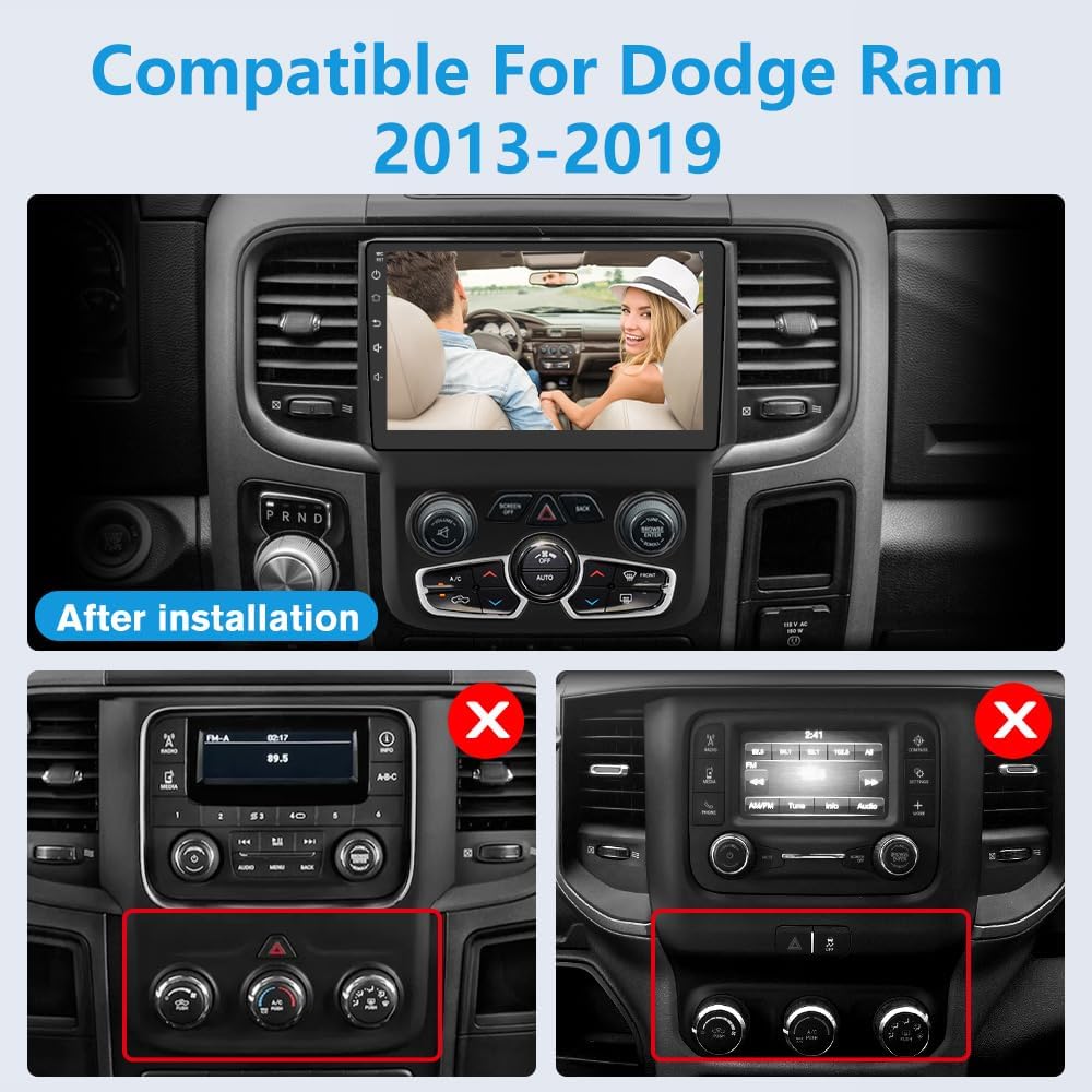 Junsun 5G WIFI Car Radio for Dodge Ram 1500 2500 3500 2013-2019,Wireless Wire CarPlay/Android Auto GPS DSP RDS,9" HD IPS Display Support Cargo Rearview BT 5.0 AM/FM Auto AC 2GB+32GB with Backup Camera