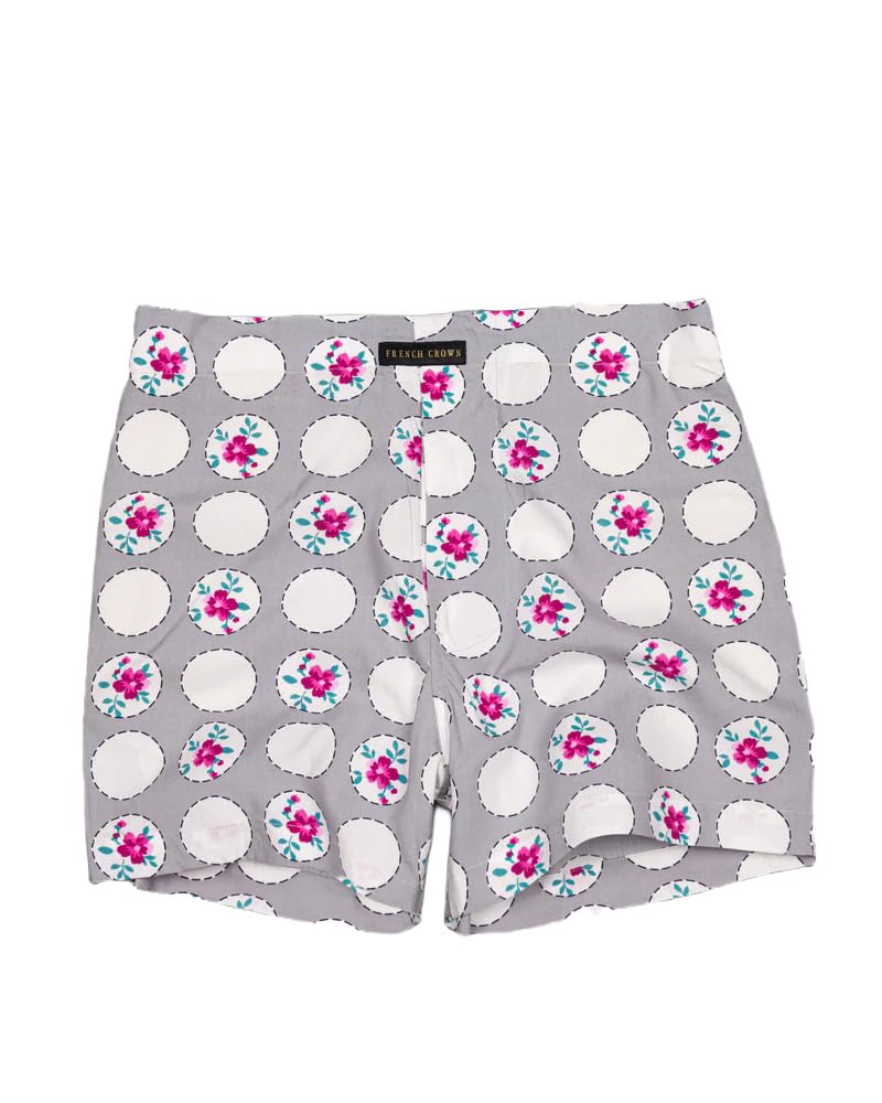 french crown Men's Martini Gray with White Printed Premium Cotton Boxer-picture-20