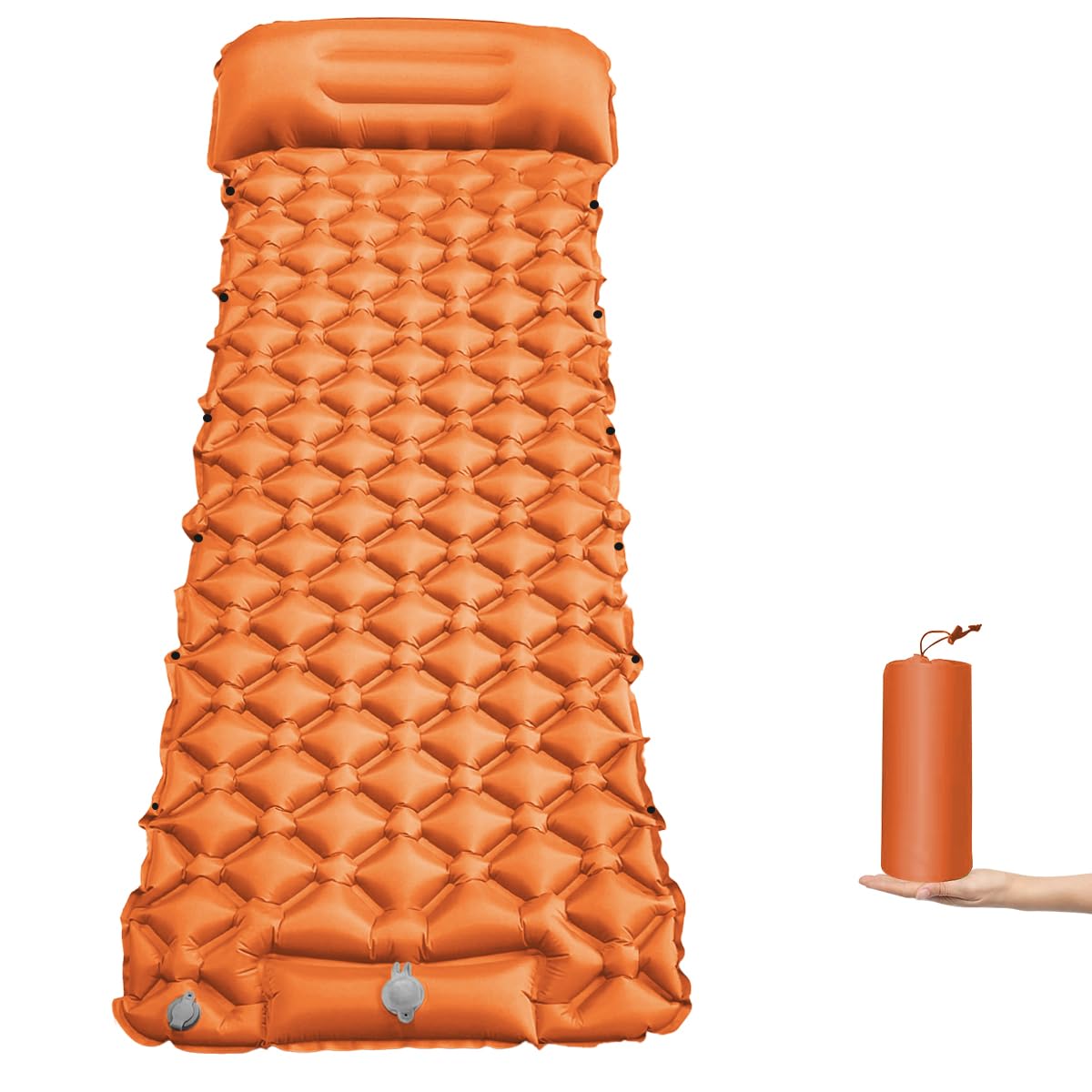 YEHUARIS Sleeping Pad - Ultralight Inflatable Sleeping Mat with Built-in Foot Pump, Durable Compact Waterproof Camping Air Mattress for Camping, Backpacking, Hiking, Tent Trap Traveling (orange) โ image 1