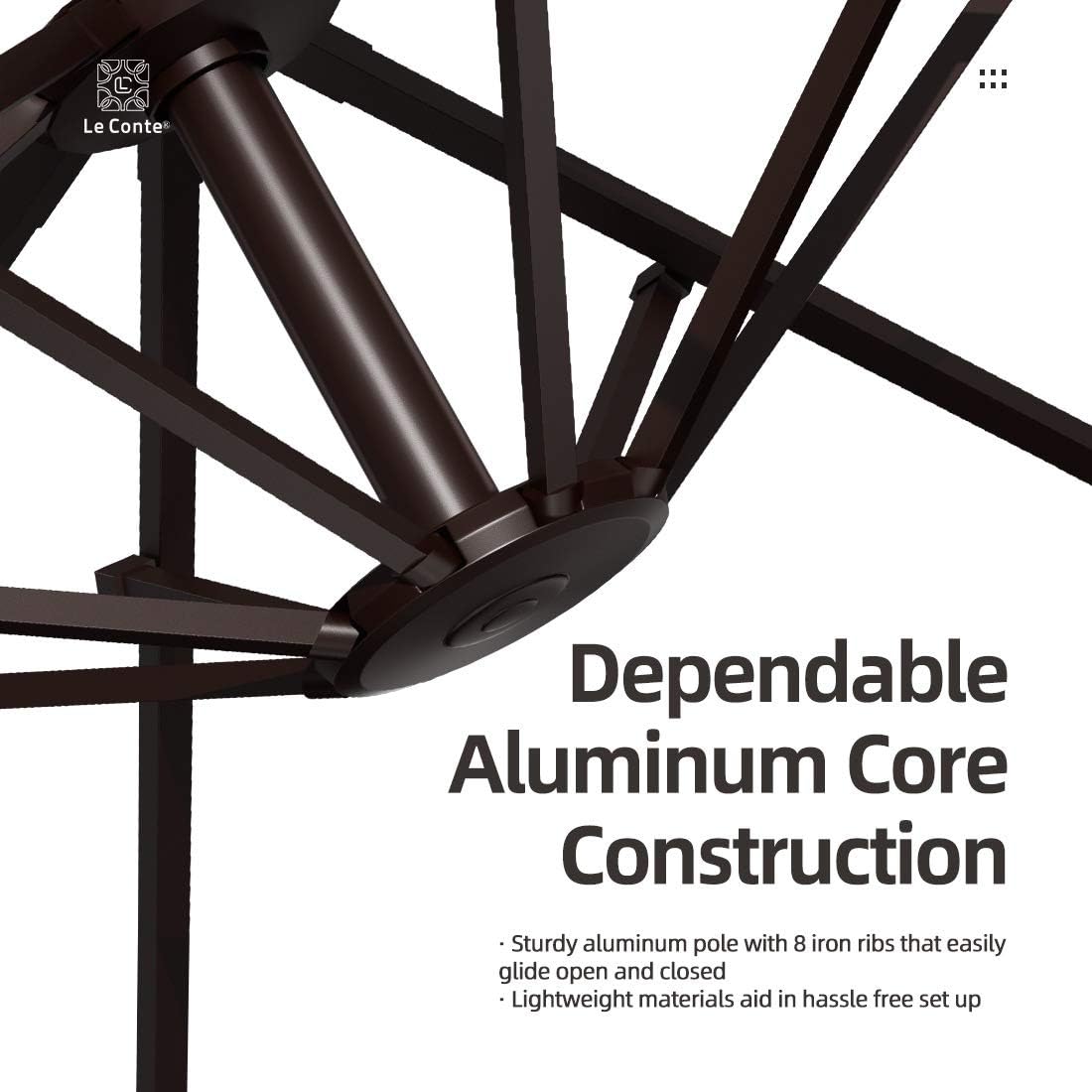 LE CONTE GRENOBLE 10 ft. Cantilever Umbrella with 360 Degree Rotation | Outdoor Aluminum Offset Patio Umbrella Market Hanging Umbrellas | Solution Dyed Fabric, Tilting and Cross Base (Coffee Brown)