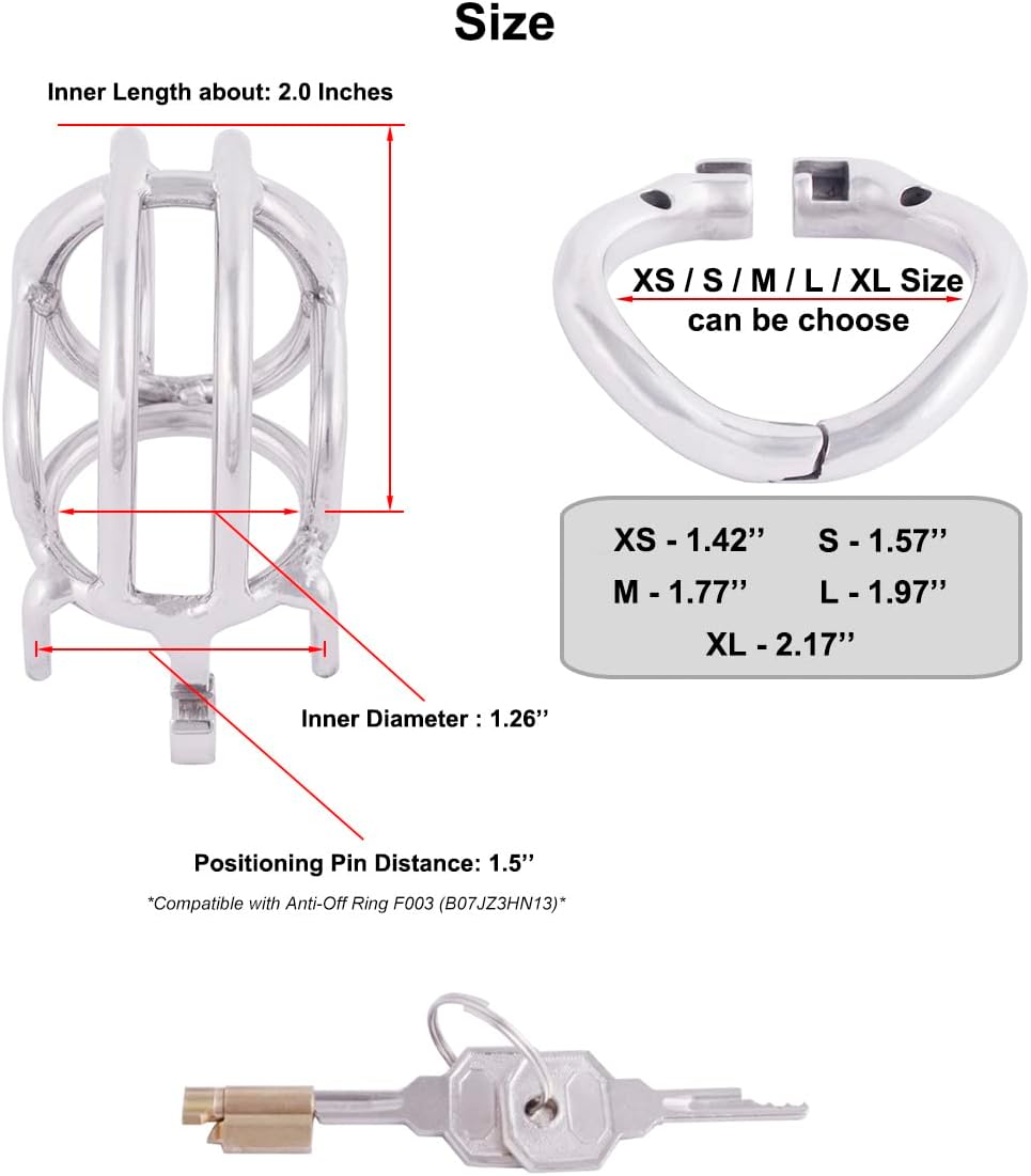 TERNENCE Ergonomic Design Chastity Device 304 Steel Stainless Easy to Wear Male Virginity Lock Chastity Belt K250 (50mm/ L Size)