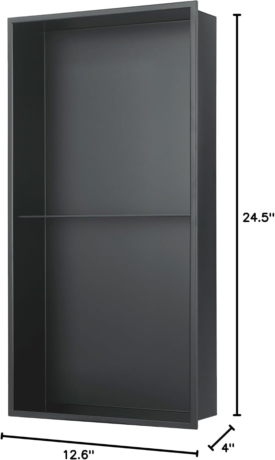 PULSE ShowerSpas NI-1224V-GMB Niche Rectangular Vertical Stainless-Steel Double Shower Shelf, 12" x 24", Gunmetal Black