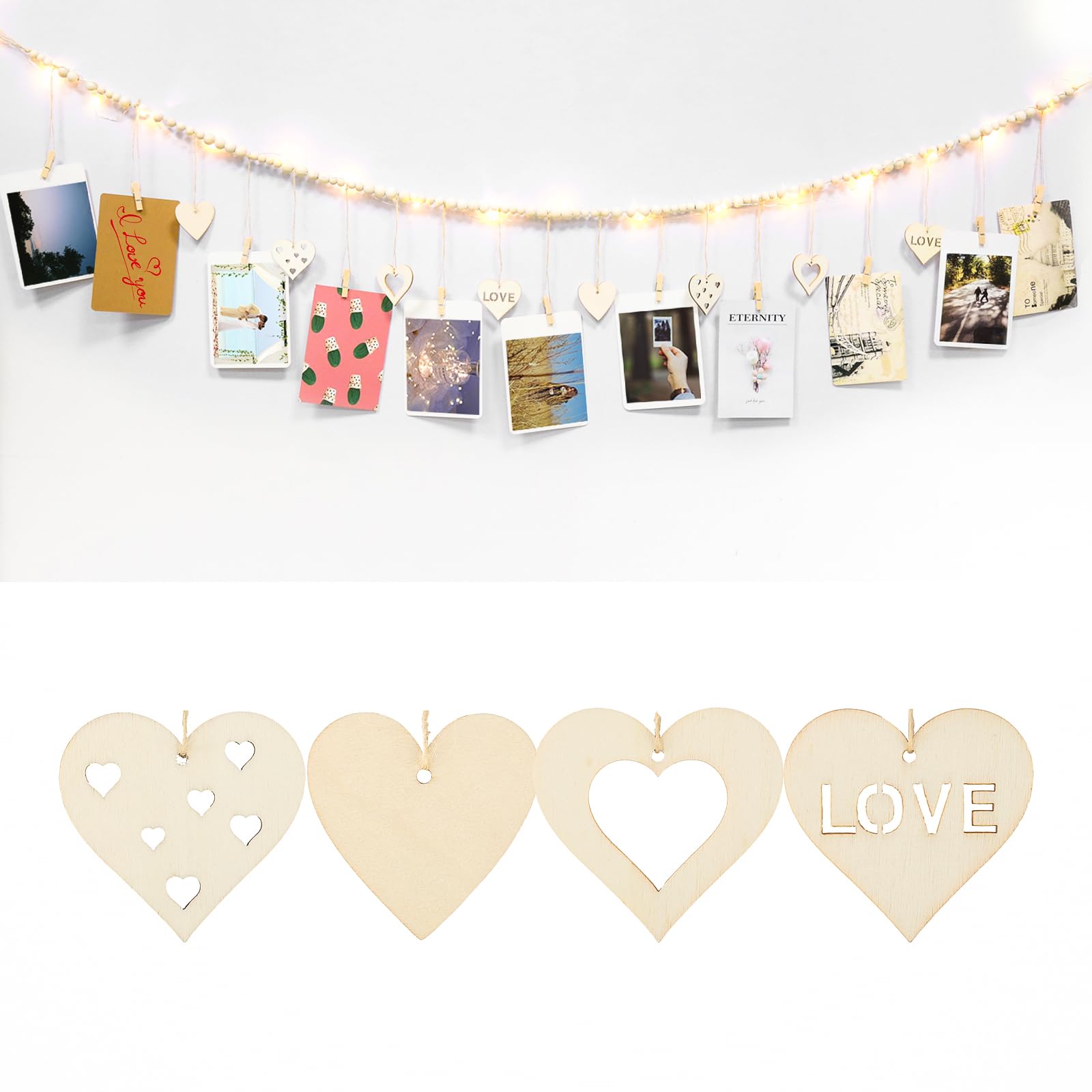 AIYONG Foto hangend touw, doe-het-zelf fotolijst, wanddecoratie, boho, fototouw met kwast, macramé, wandbehang voor wooncultuur, bruiloft, fototouw, fotolijn, slinger (100 cm x 70 cm