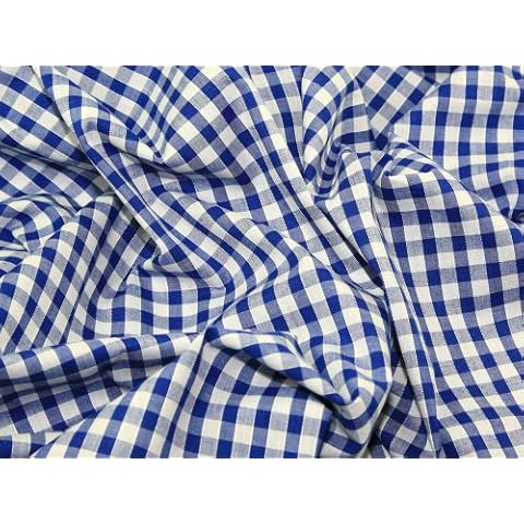 45" wide 1/4" Check Corded Gingham Dress Fabric Royal Blue - per metre Cover