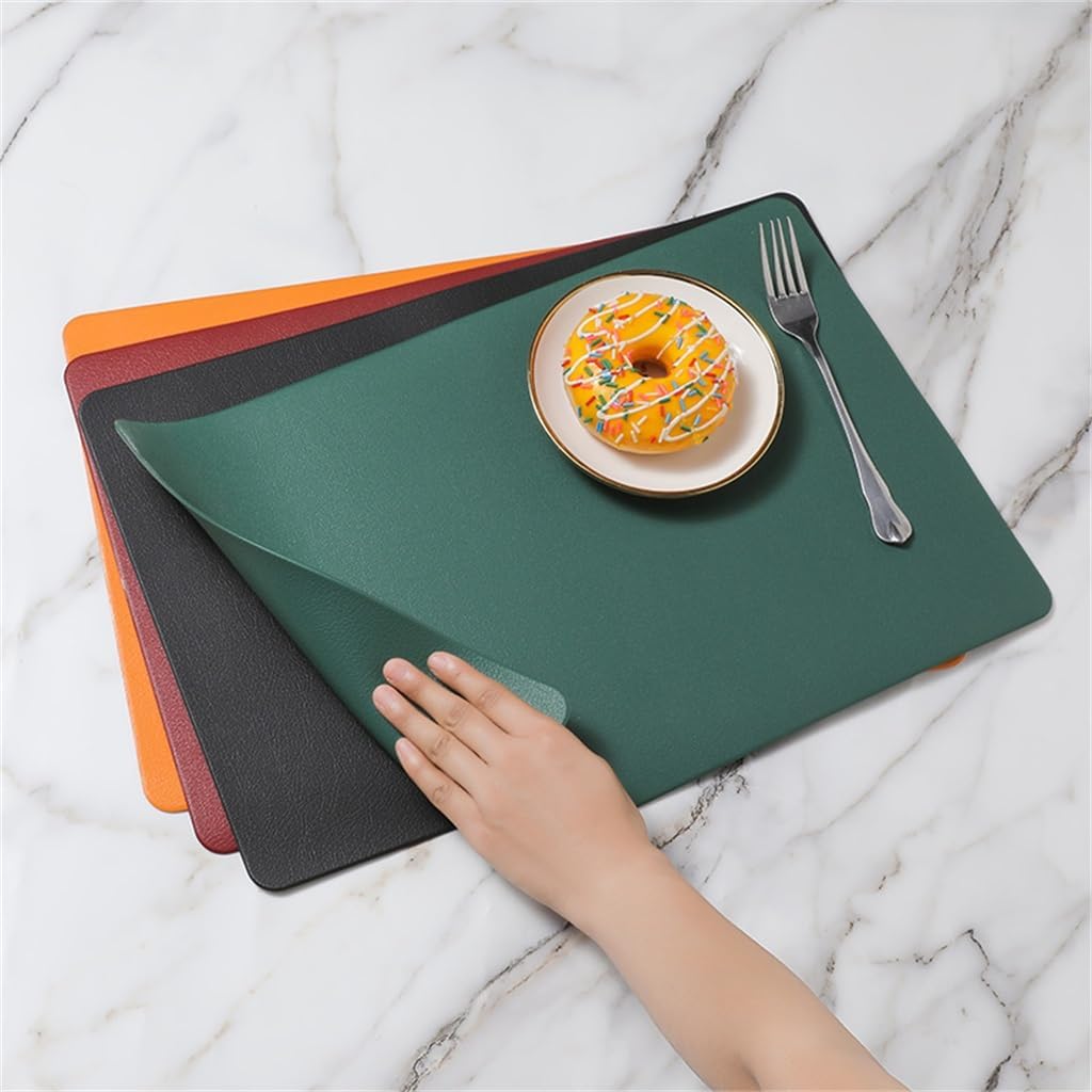 Home Placemat Easy to Clean Insulation Mat Decorative Placemat PVC Leather Placemat Hotel Cafe(Beige)