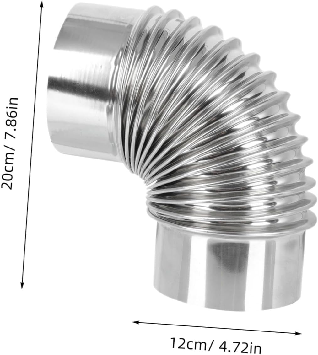 2pcs 90 Degree Stainless Steel Stove Pipe Elbow 12cm Flue Gas Exhaust Tube for Camping Wood Stove Water Heater Furnace Replacement Parts