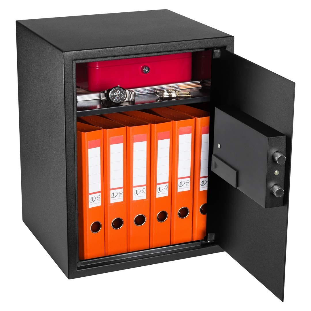 HomeSafe HV50E Cassaforte Piccola con Codice, 50x35x35cm (HxLxP), Cassaforte da Armadio Digitale con Combinazione Elettronica, Cassetta di Sicurezza per Soldi e Gioielli, Ideale per Uffici