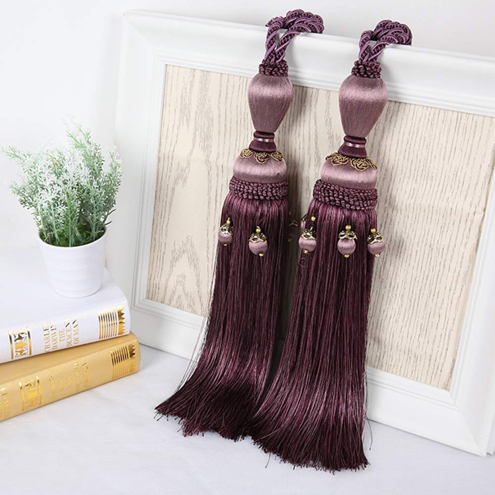 1 paire d'embrasses de rideaux à pompons élégantes pour décoration de salon et chambre à coucher (violet)