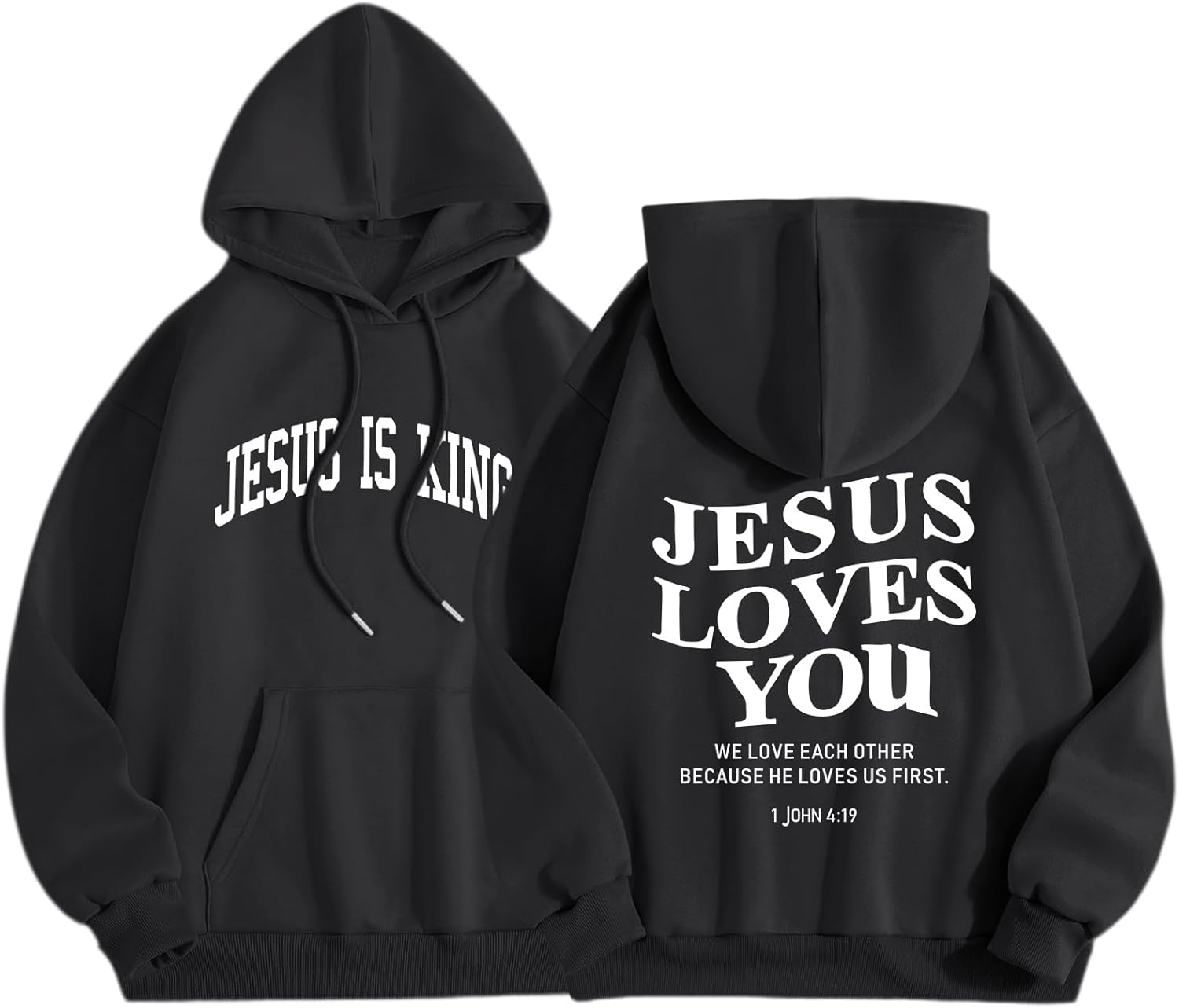 Christian Jesus Loves You Hoodies Women Religious Faith God Jesus Is King Sweatshirts Bible Verse Inspirational Tops