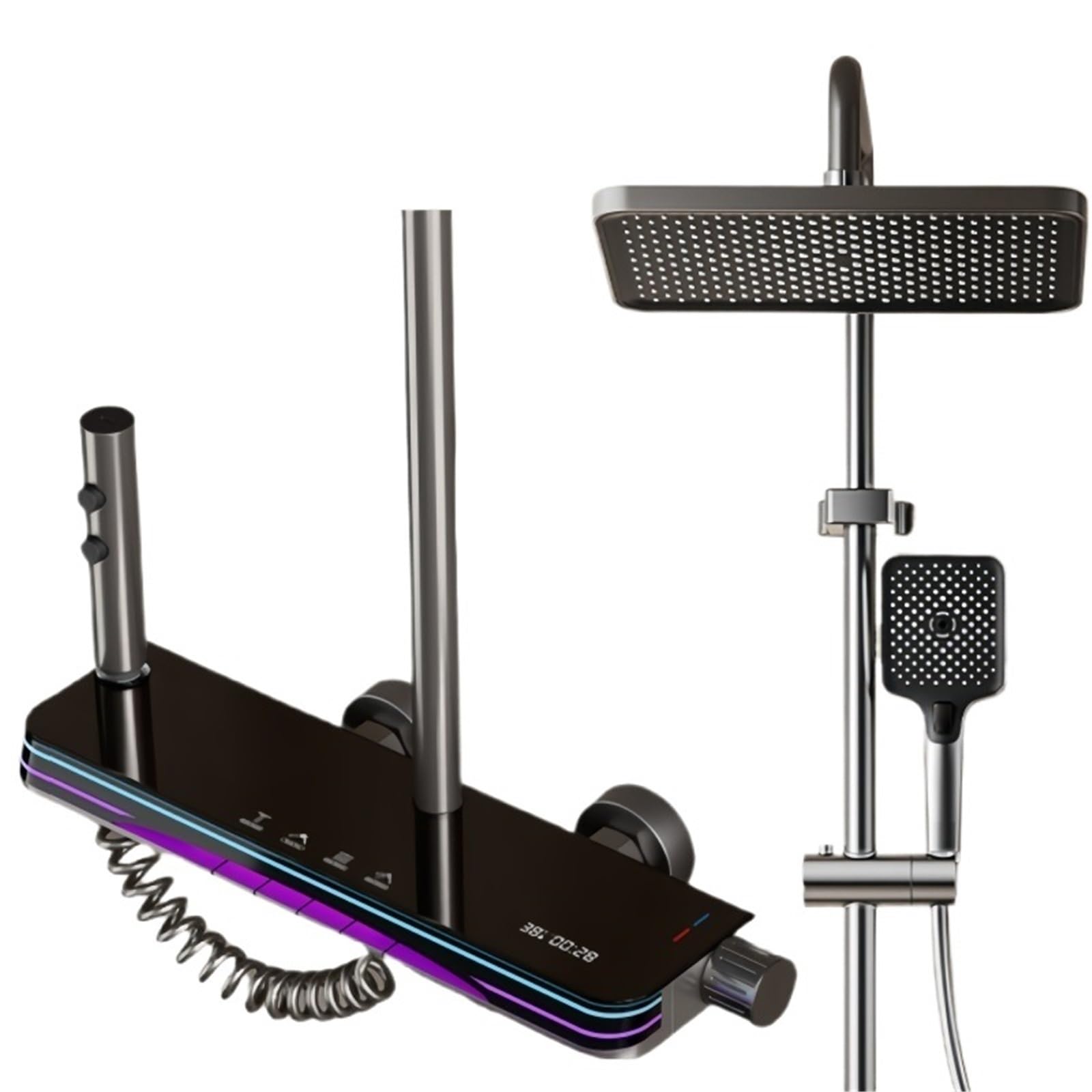 Système de douche LED en laiton contre les variations de température avec mitigeur mural et bidet