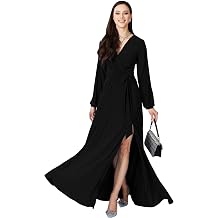 KOH KOH Womens Long Sleeve Sexy Slit Photoshoot Evening Fall Maxi Dress