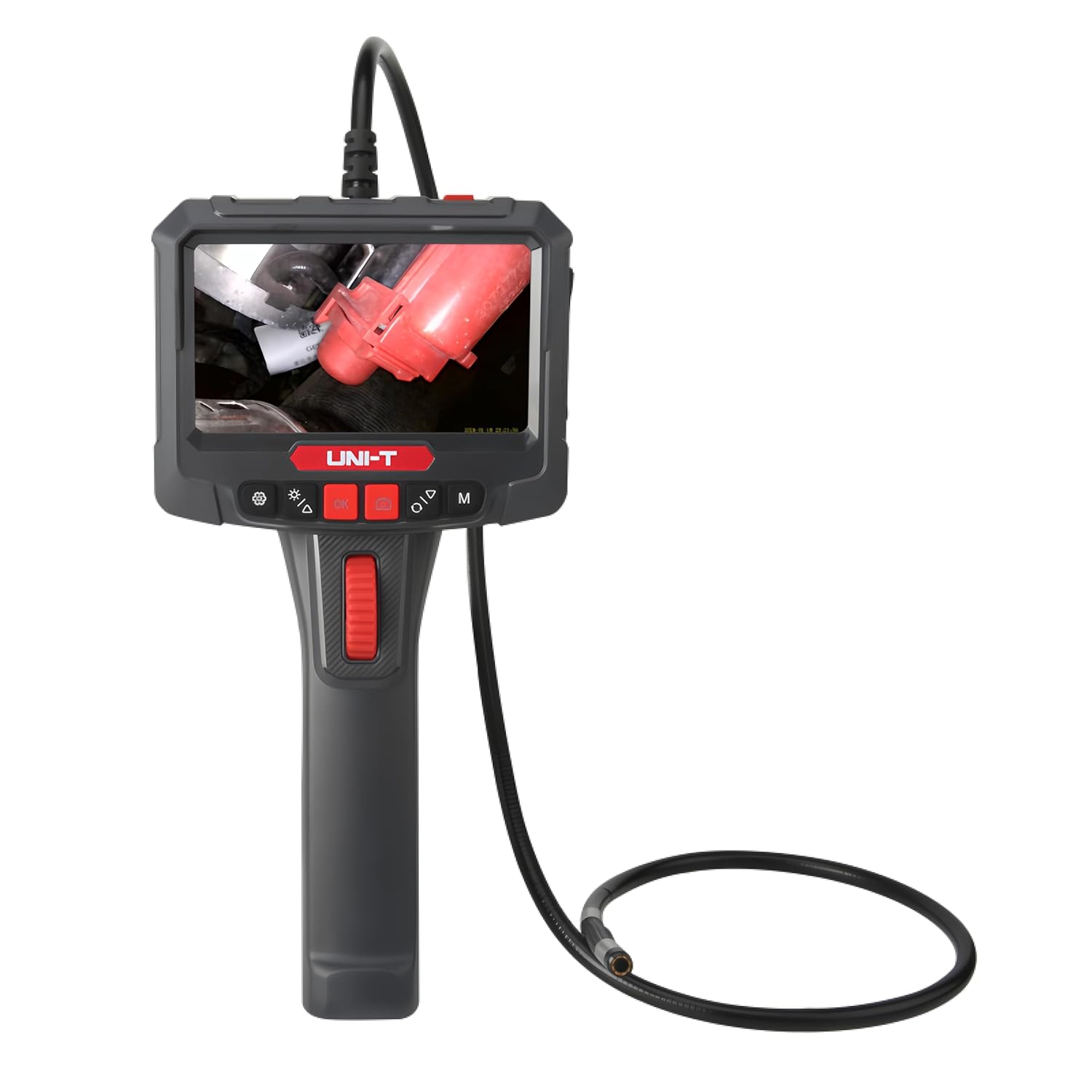 UNI-T Inspection Camera UT663B 1m/2m/3m Industrial Borescope Inspection Camera with 5 inch Screen 180° Turning High Definition Visual Endoscope(UT663B 1M)