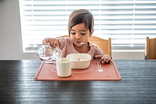 Miniatura 10 de CHAMOS Manteles individuales de silicona para niños pequeños y niños, mantel individual Montessori, antideslizante (salvia y beige)