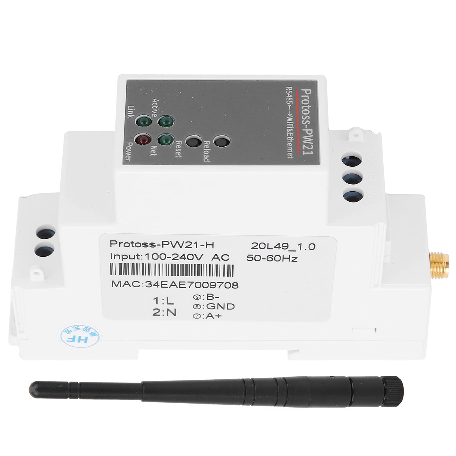 WiFi Serial Server RS485 a WIFI/Ethernet Serial Server IP Ethernet Dispositivos de red inalámbricos Modbus para ECos con antena PW21-H AC 100-240V