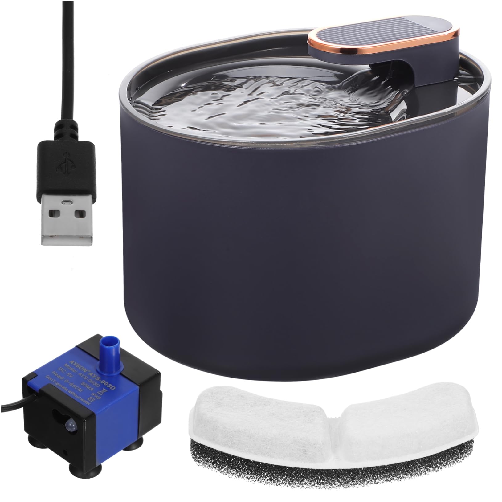 Fontaine à eau automatique pour chats et chiens avec double filtration et LED Berlin