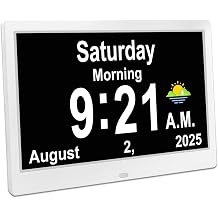 SSYA Dementia Clocks with Day and Date for Seniors,13 Alarms Custom Reminders, Extra Large Digital Calendar Clock for Elderly. White